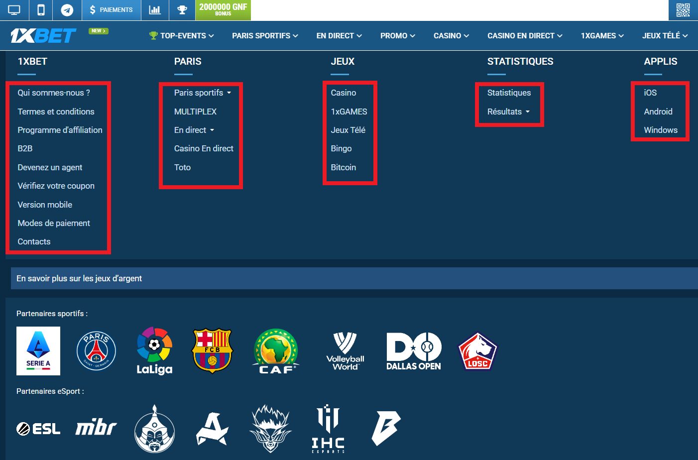 Autres options pour accéder au site web du bookmaker