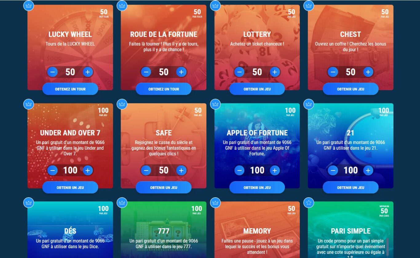 Les principaux types de code promo de 1xBet