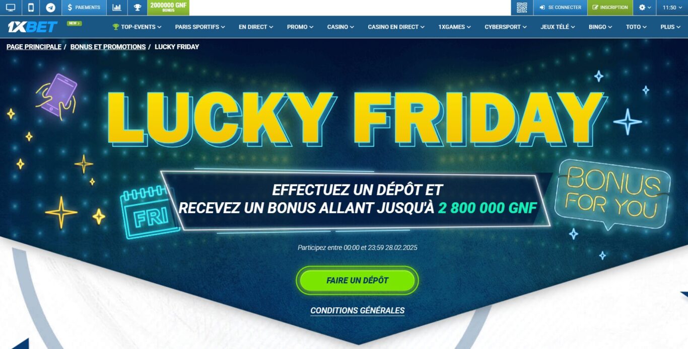 Étapes pour obtenir le bonus Friday 1xBet